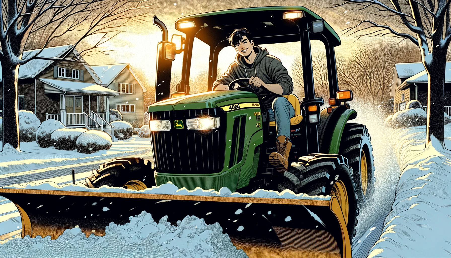 Kaplow snow removal illsutration of driver on tractor in Sudbury, Ontario, Canada